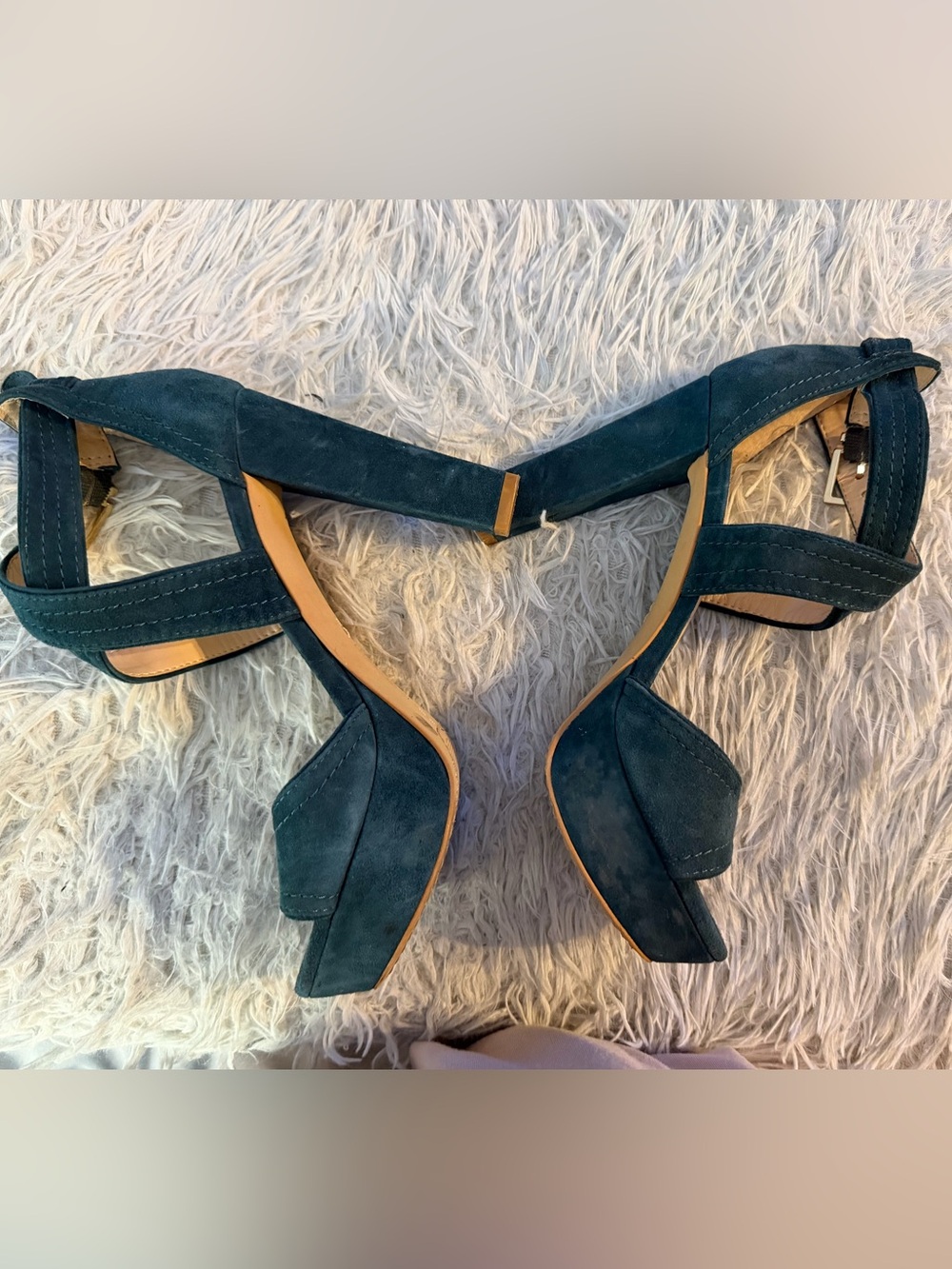 Vince Camuto Teal Suede Platform Sandals
